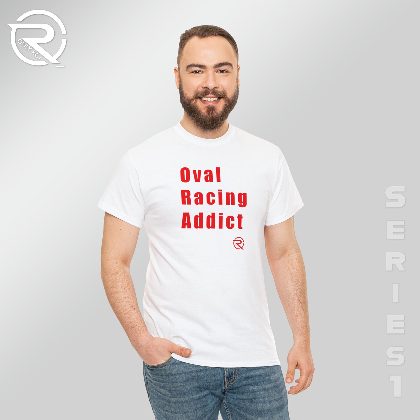 OnlyRCs - Oval Racing Addict Red Heavy Cotton Tee - Series 1