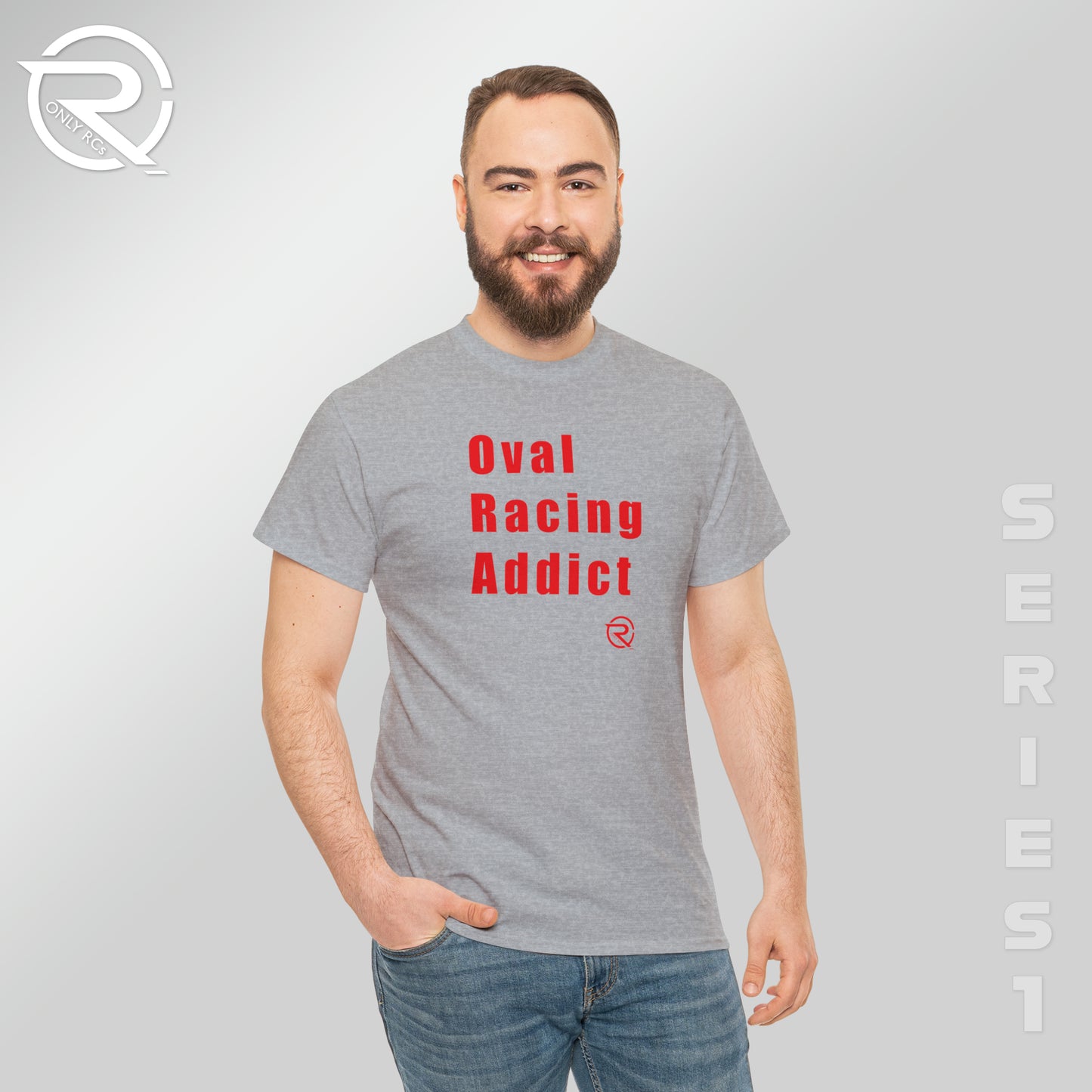 OnlyRCs - Oval Racing Addict Red Heavy Cotton Tee - Series 1