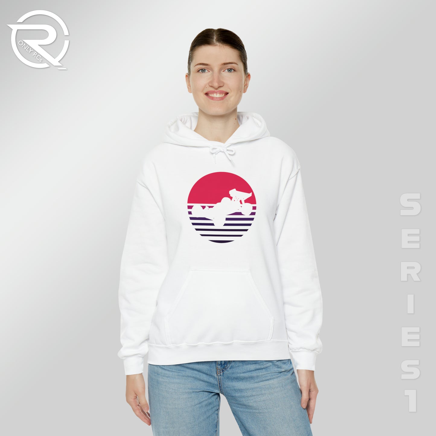 OnlyRCs - Sunset Fade Buggy Pink to Purple Silhouette Unisex Heavy Blend™ Hooded Sweatshirt - Series 1