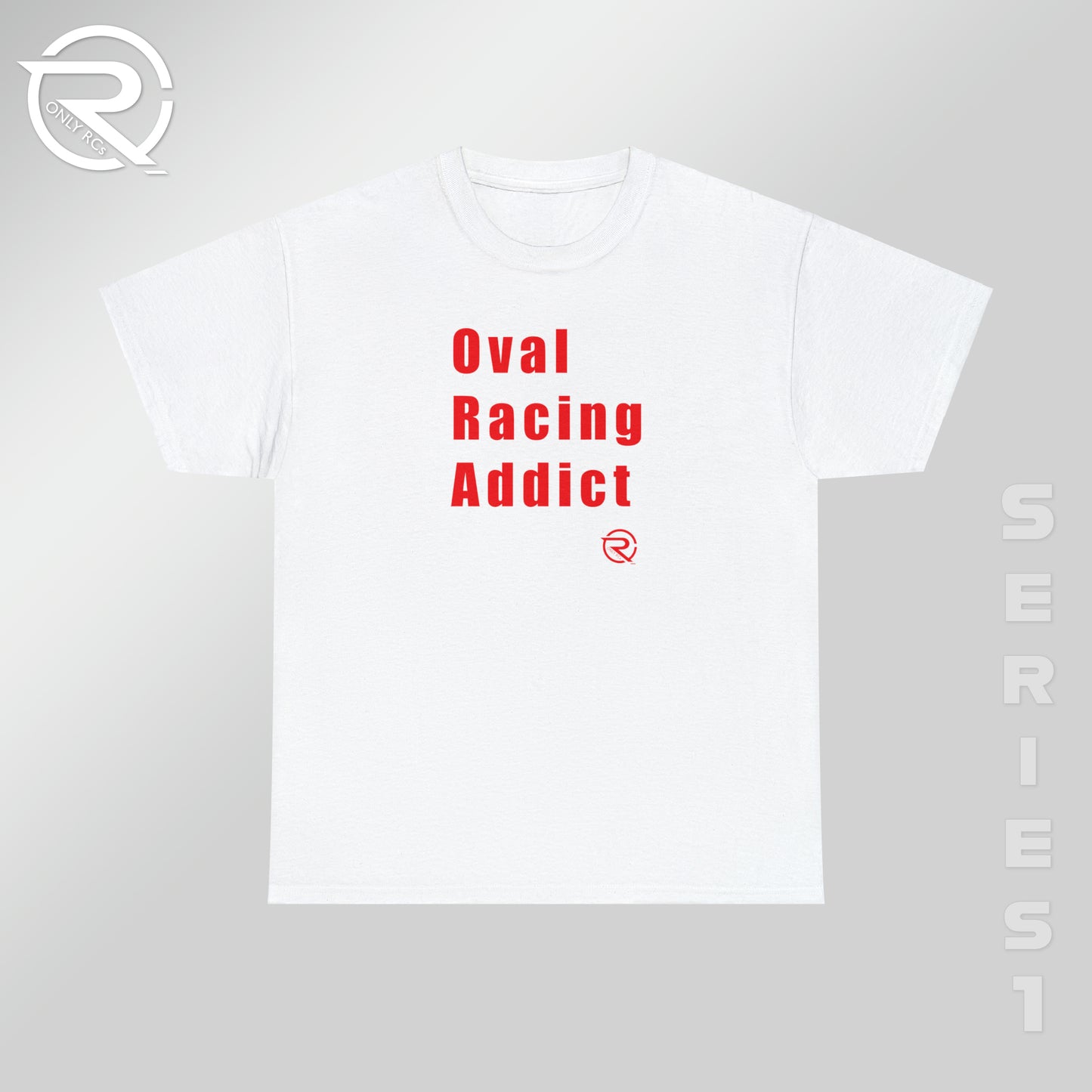 OnlyRCs - Oval Racing Addict Red Heavy Cotton Tee - Series 1