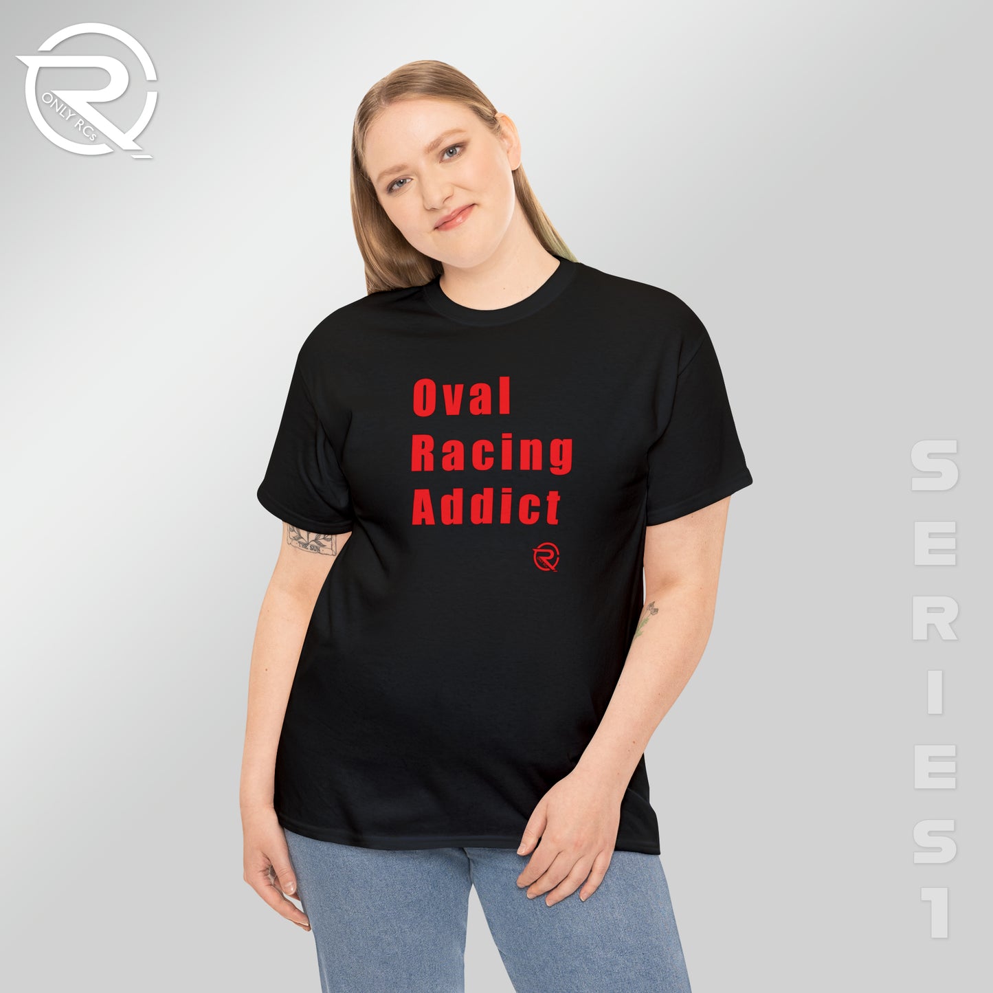 OnlyRCs - Oval Racing Addict Red Heavy Cotton Tee - Series 1