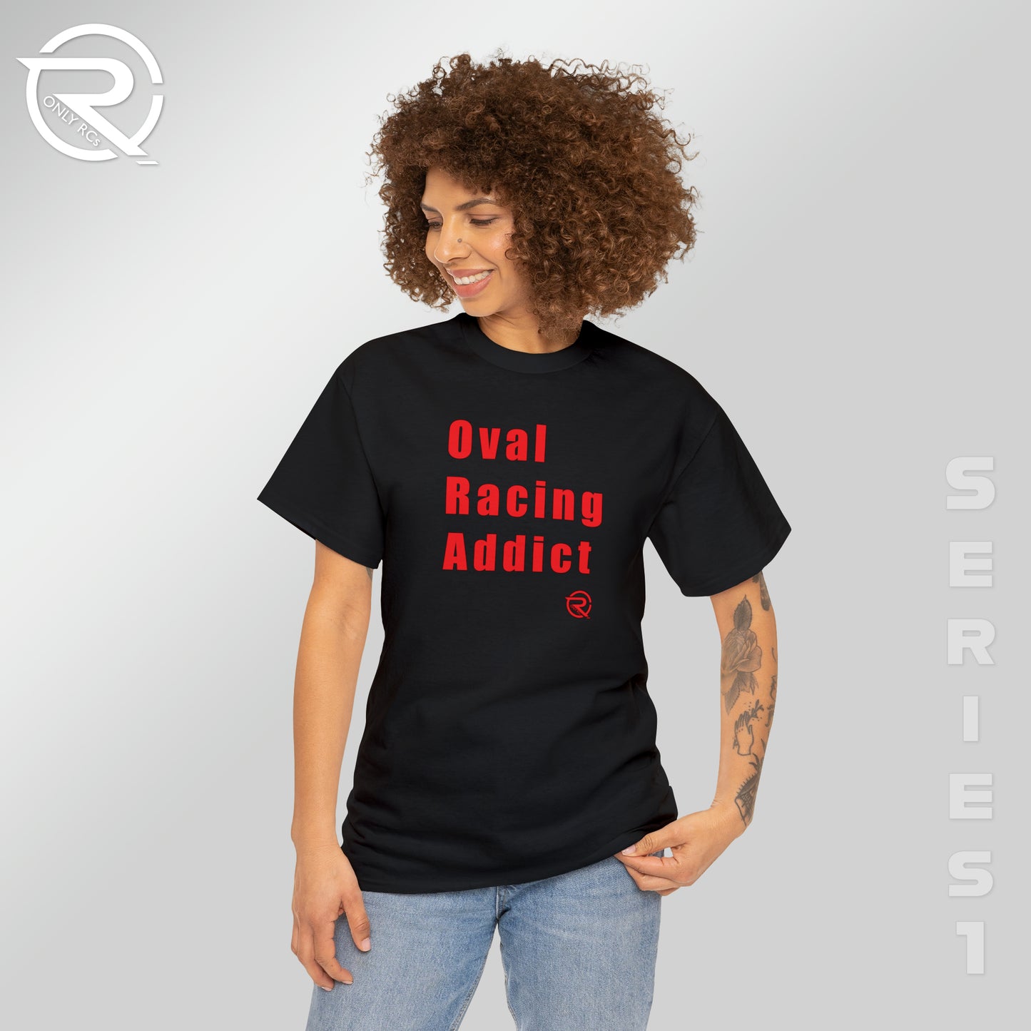 OnlyRCs - Oval Racing Addict Red Heavy Cotton Tee - Series 1