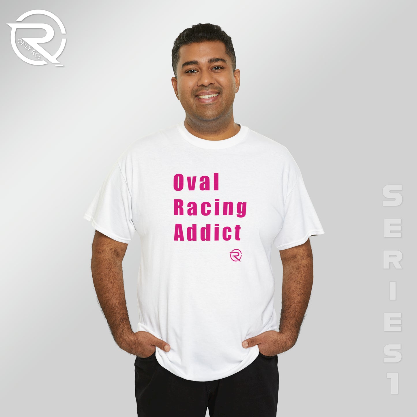 OnlyRCs - Oval Racing Addict Pink Heavy Cotton Tee - Series 1