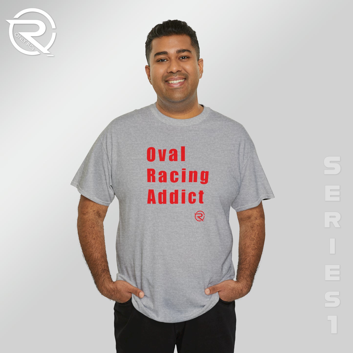 OnlyRCs - Oval Racing Addict Red Heavy Cotton Tee - Series 1