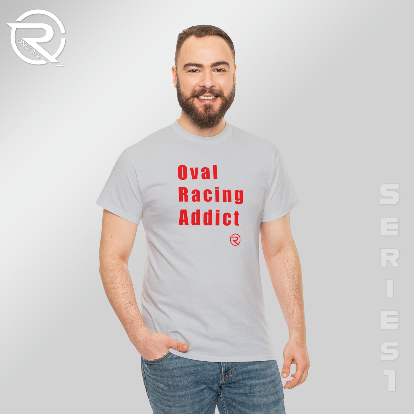 OnlyRCs - Oval Racing Addict Red Heavy Cotton Tee - Series 1