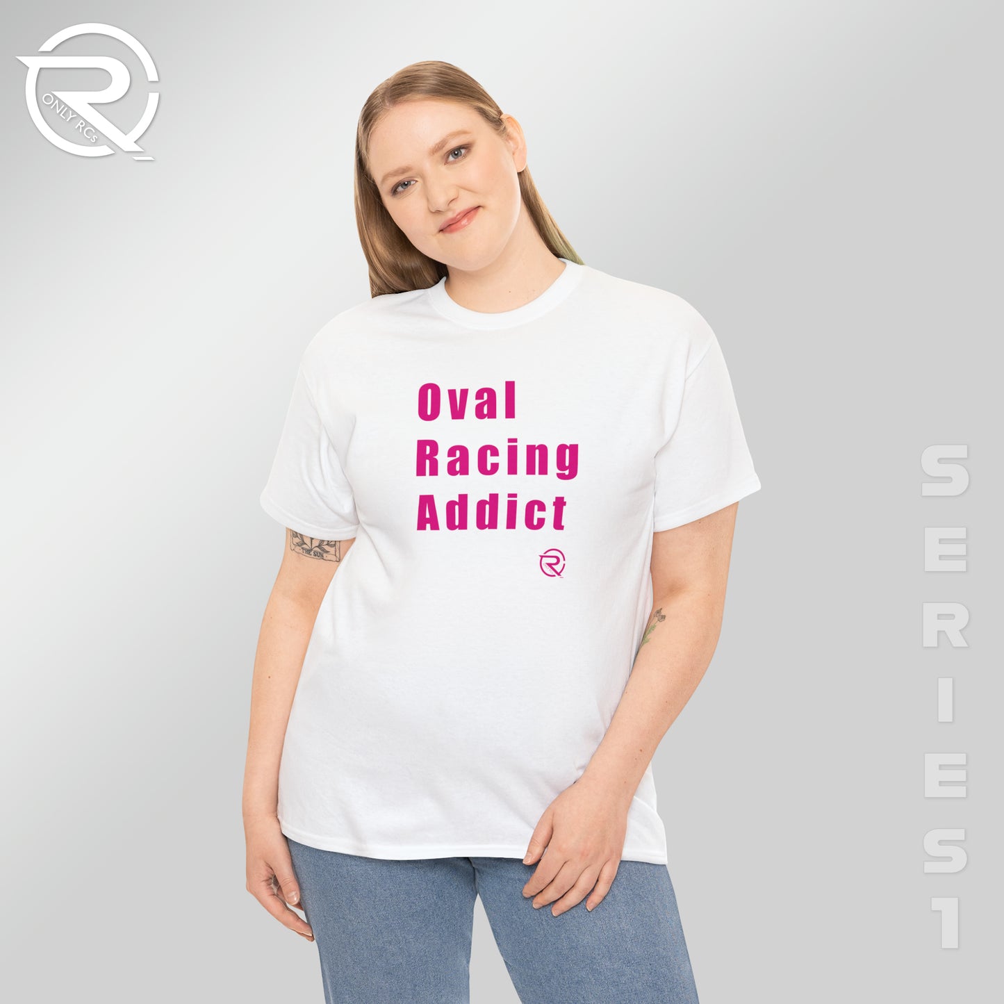 OnlyRCs - Oval Racing Addict Pink Heavy Cotton Tee - Series 1