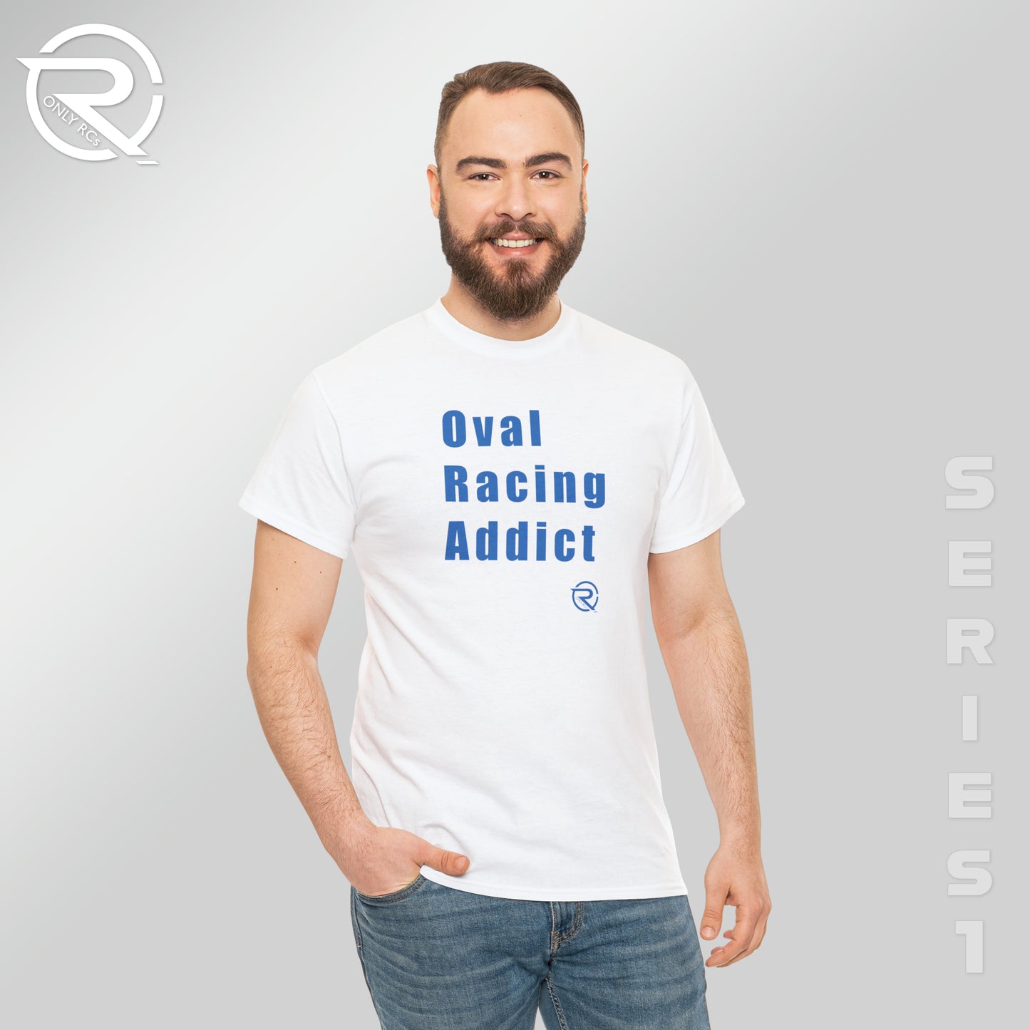 OnlyRCs - Oval Racing Addict Blue Heavy Cotton Tee - Series 1