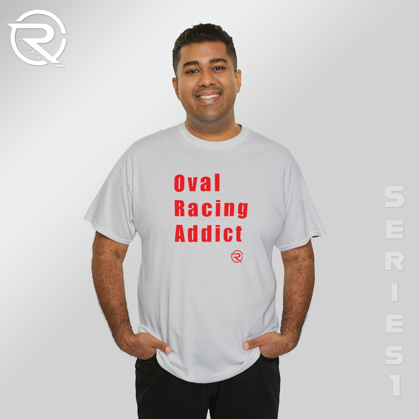 OnlyRCs - Oval Racing Addict Red Heavy Cotton Tee - Series 1