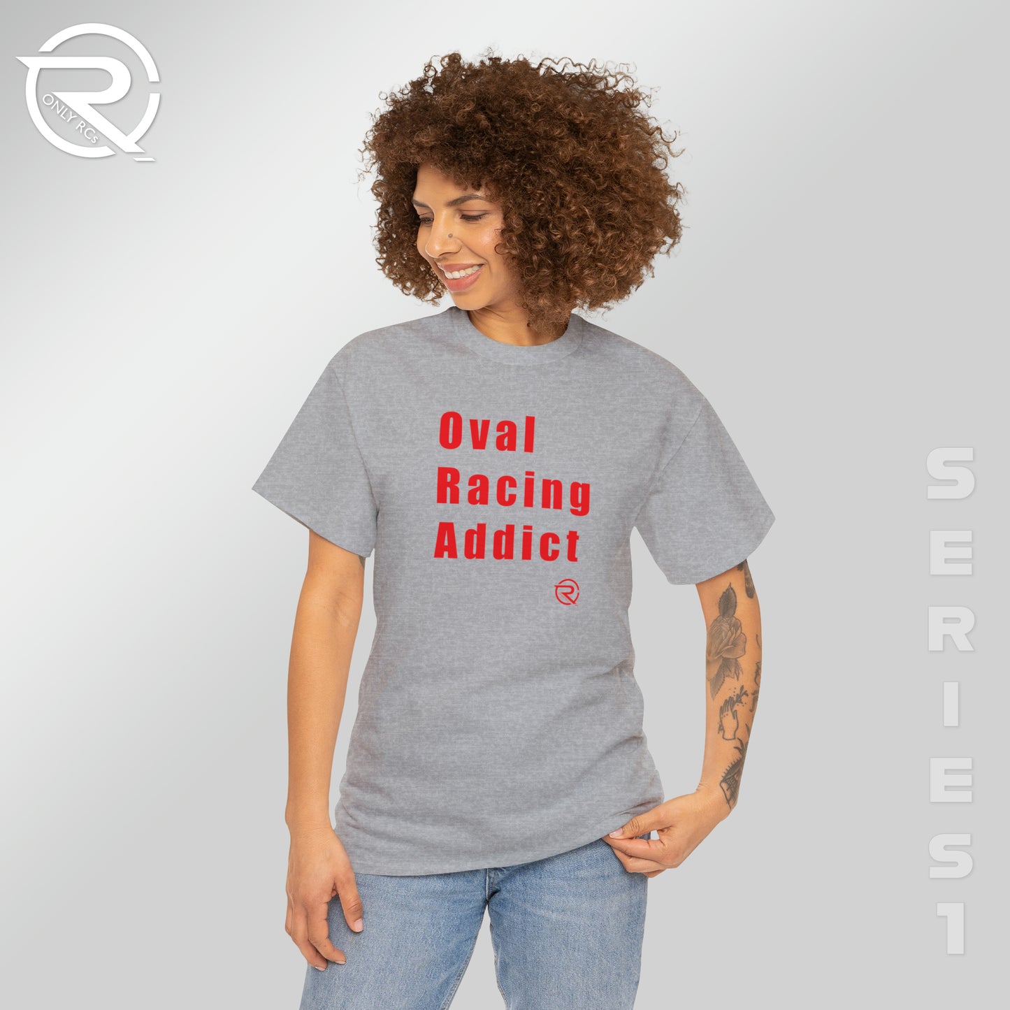 OnlyRCs - Oval Racing Addict Red Heavy Cotton Tee - Series 1