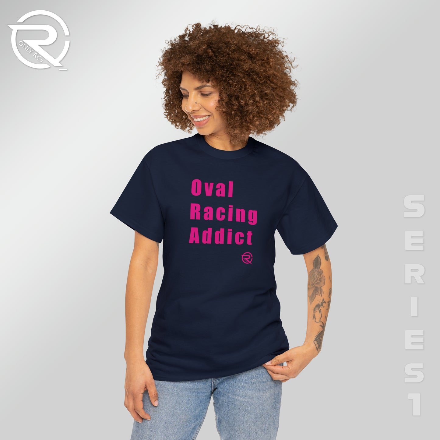 OnlyRCs - Oval Racing Addict Pink Heavy Cotton Tee - Series 1