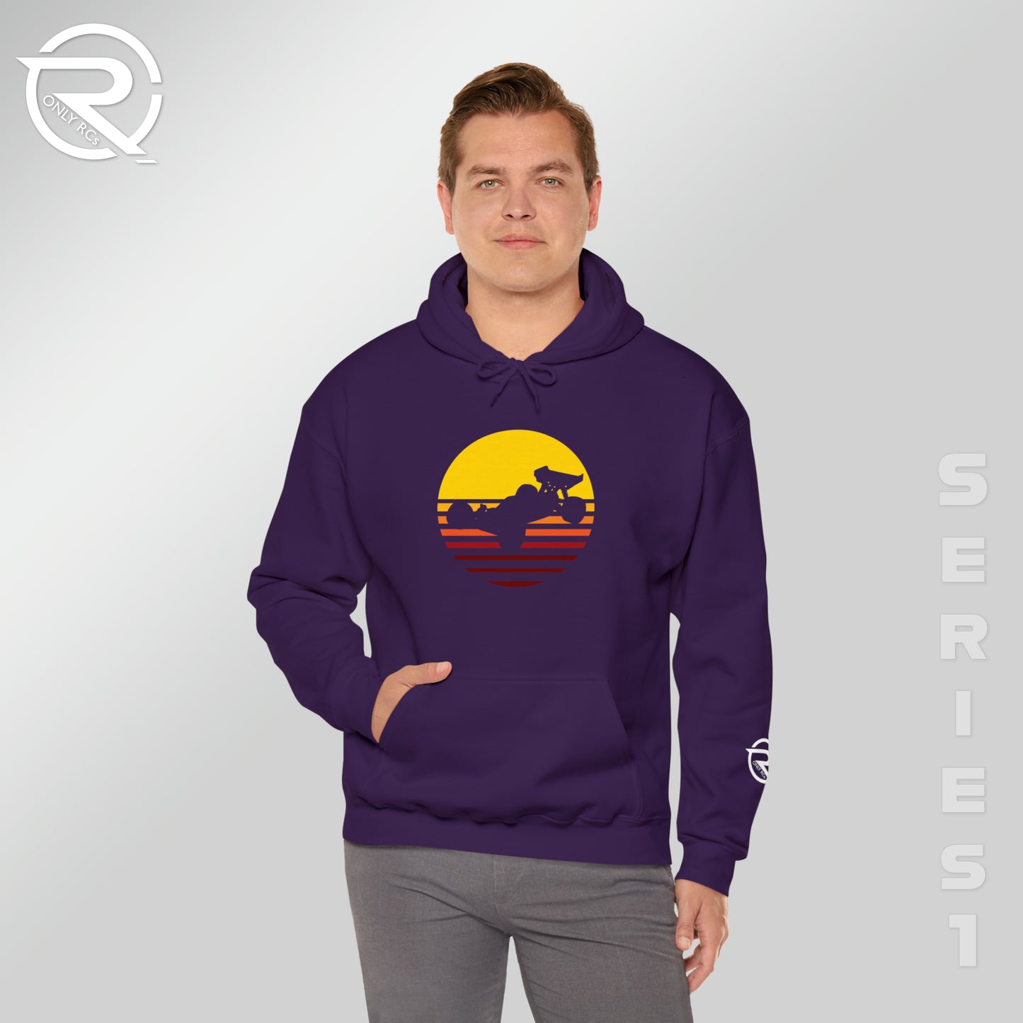 OnlyRCs - Sunset Fade Buggy Silhouette Unisex Heavy Blend™ Hooded Sweatshirt - Series 1