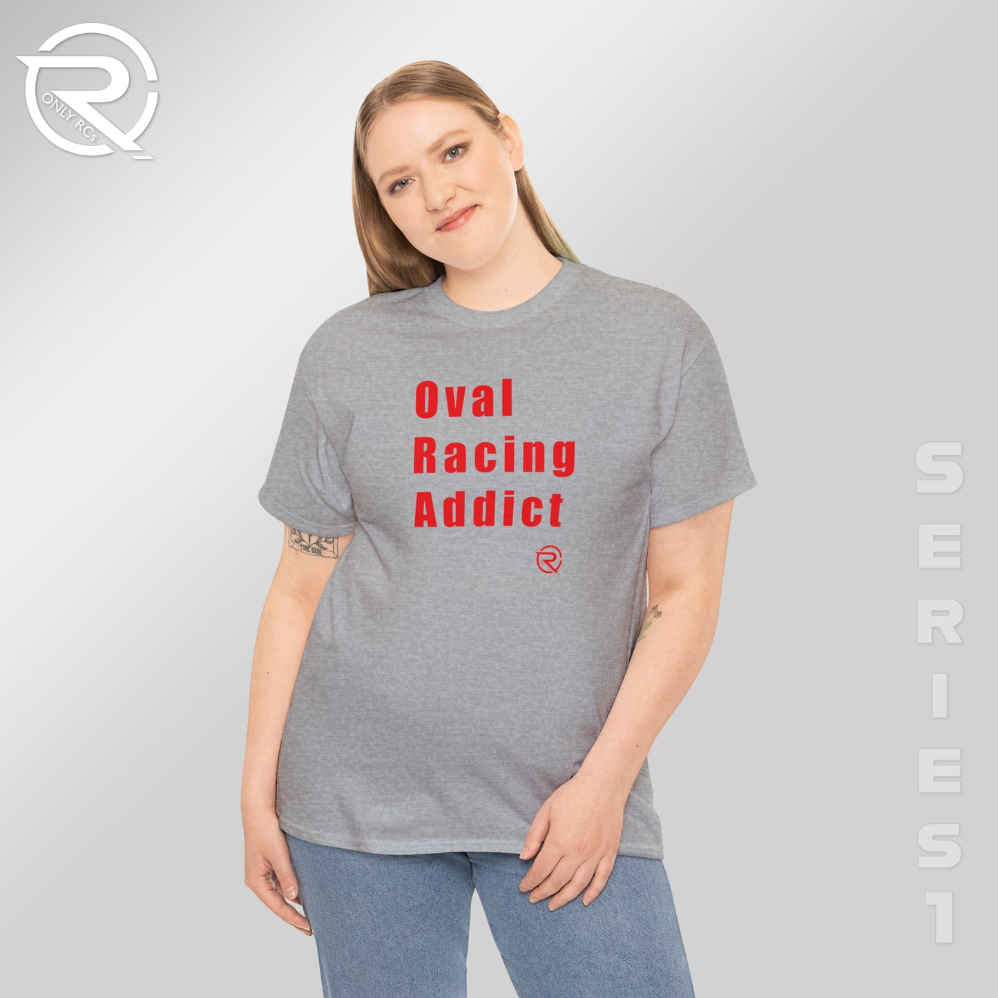 OnlyRCs - Oval Racing Addict Red Heavy Cotton Tee - Series 1