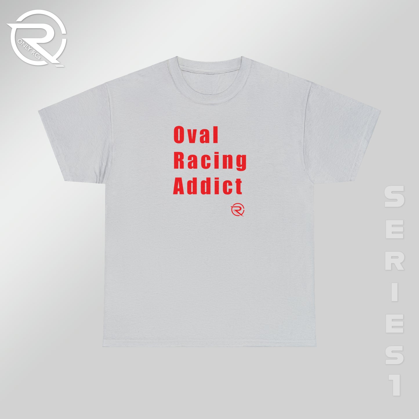 OnlyRCs - Oval Racing Addict Red Heavy Cotton Tee - Series 1