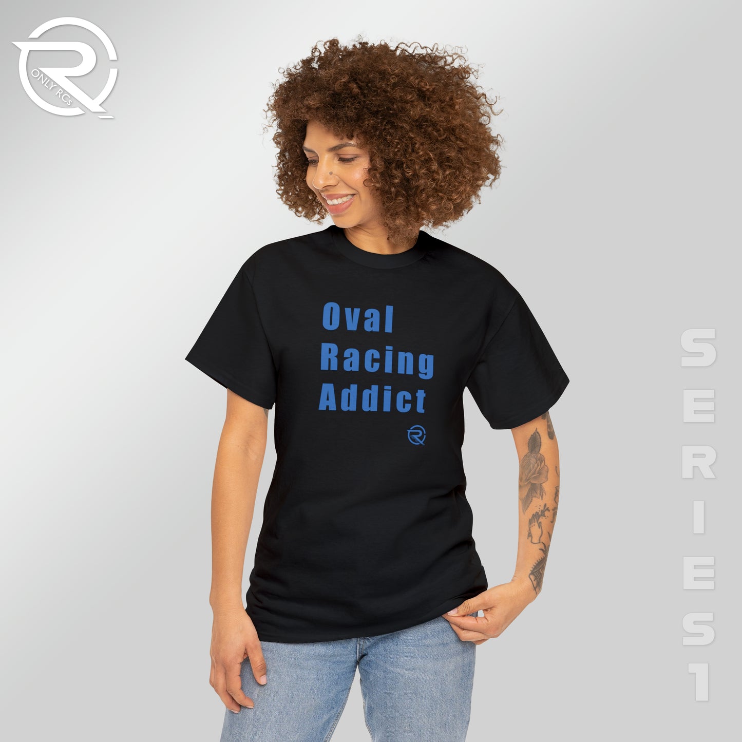 OnlyRCs - Oval Racing Addict Blue Heavy Cotton Tee - Series 1