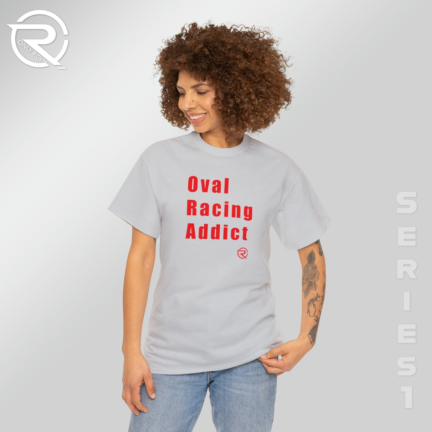 OnlyRCs - Oval Racing Addict Red Heavy Cotton Tee - Series 1