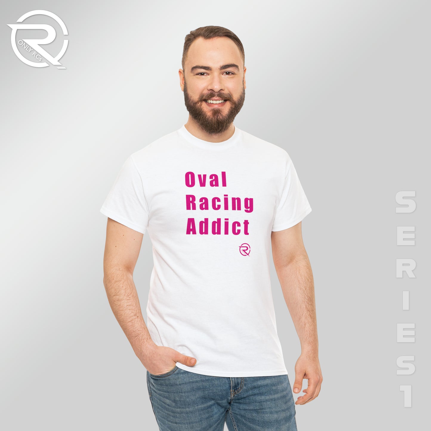 OnlyRCs - Oval Racing Addict Pink Heavy Cotton Tee - Series 1