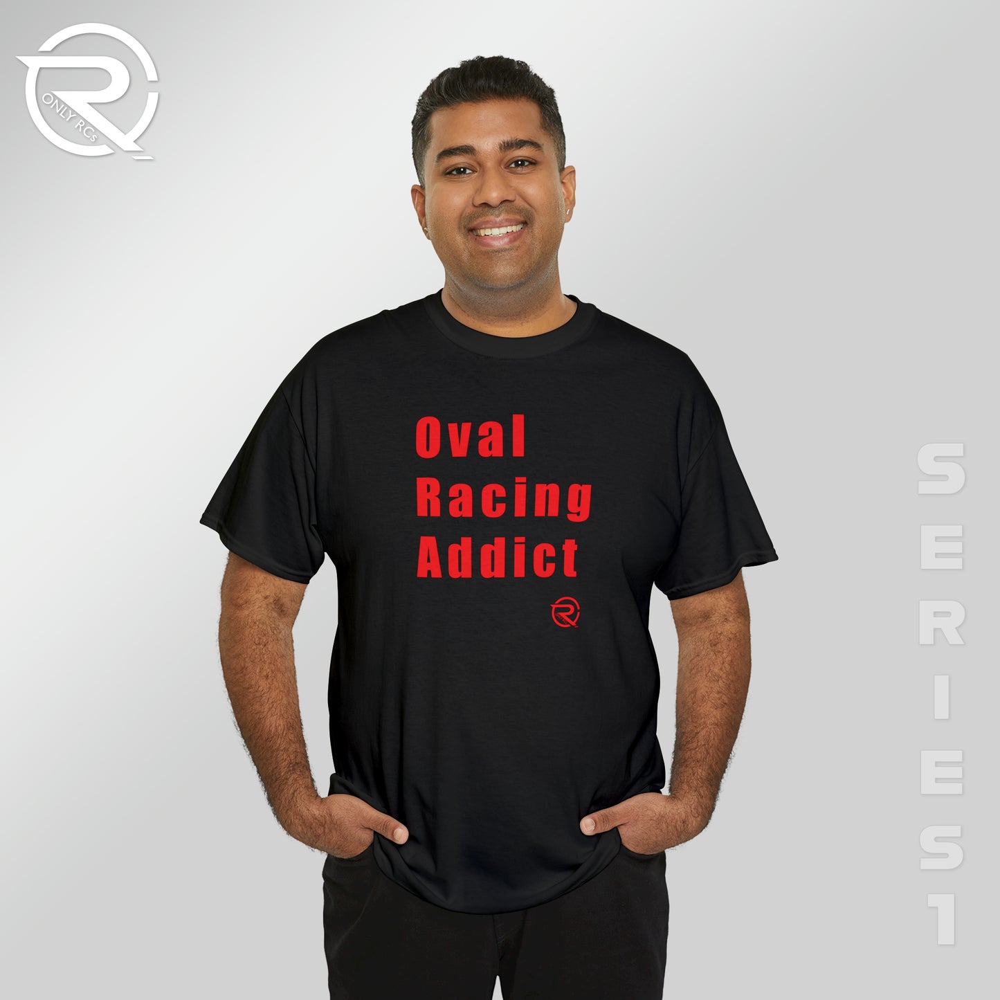 OnlyRCs - Oval Racing Addict Red Heavy Cotton Tee - Series 1