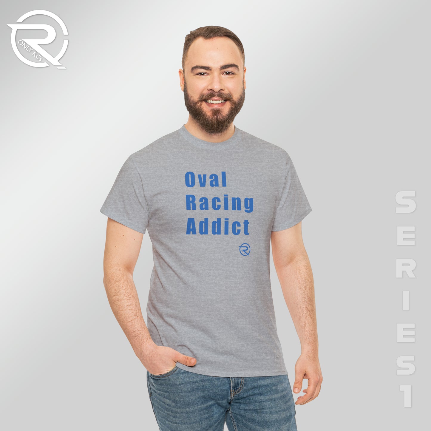 OnlyRCs - Oval Racing Addict Blue Heavy Cotton Tee - Series 1