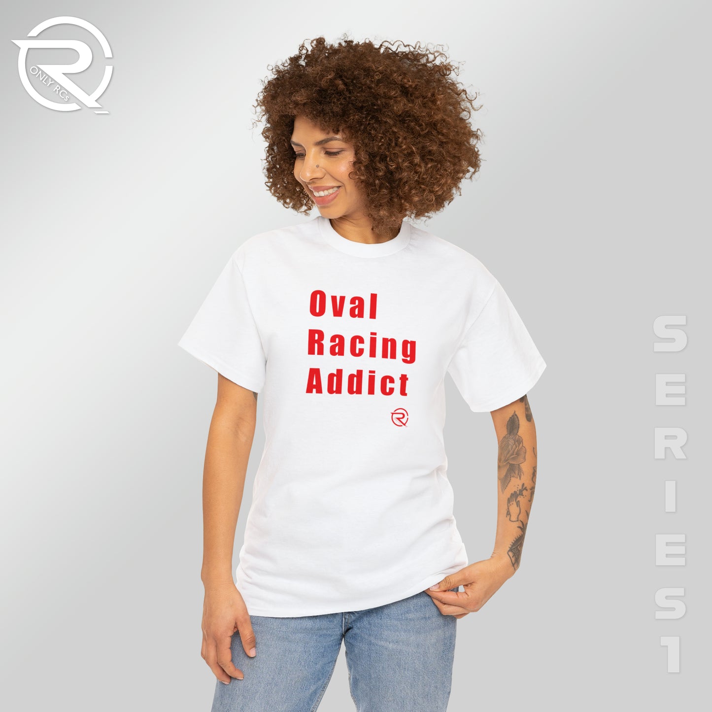 OnlyRCs - Oval Racing Addict Red Heavy Cotton Tee - Series 1