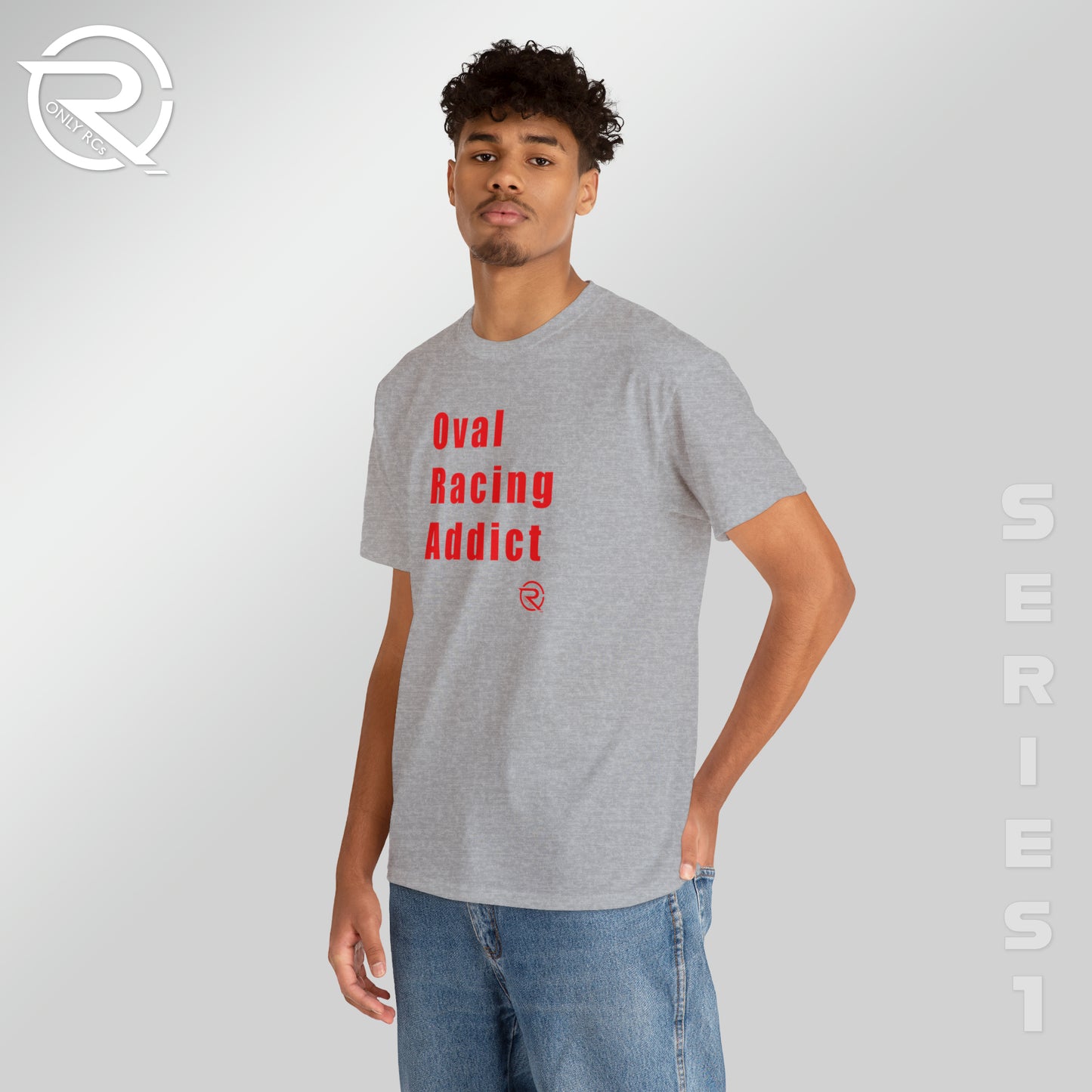 OnlyRCs - Oval Racing Addict Red Heavy Cotton Tee - Series 1