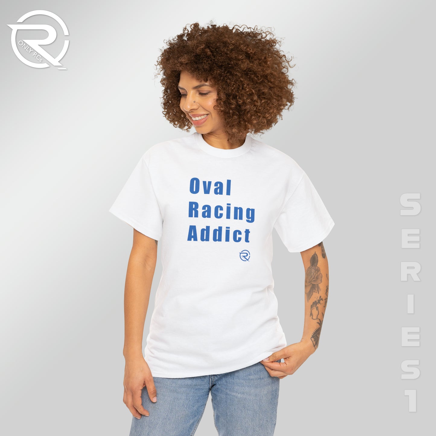 OnlyRCs - Oval Racing Addict Blue Heavy Cotton Tee - Series 1