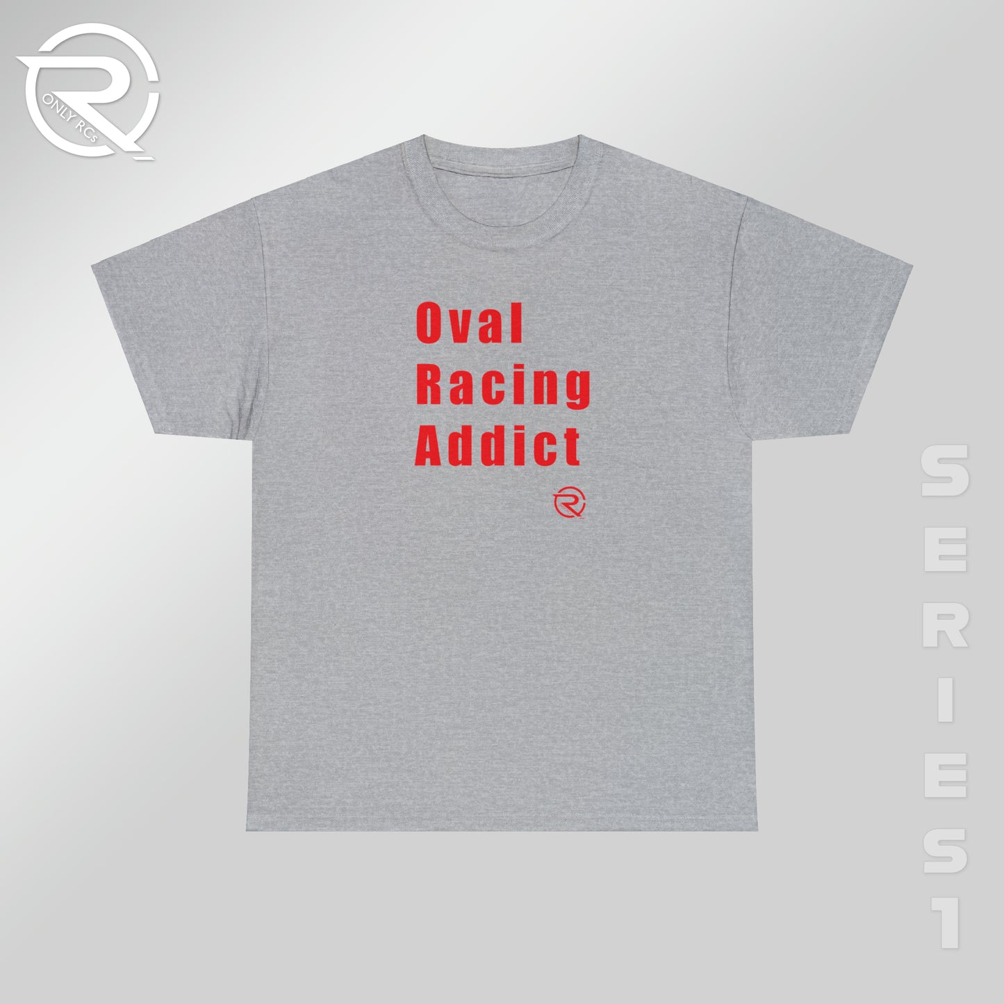 OnlyRCs - Oval Racing Addict Red Heavy Cotton Tee - Series 1