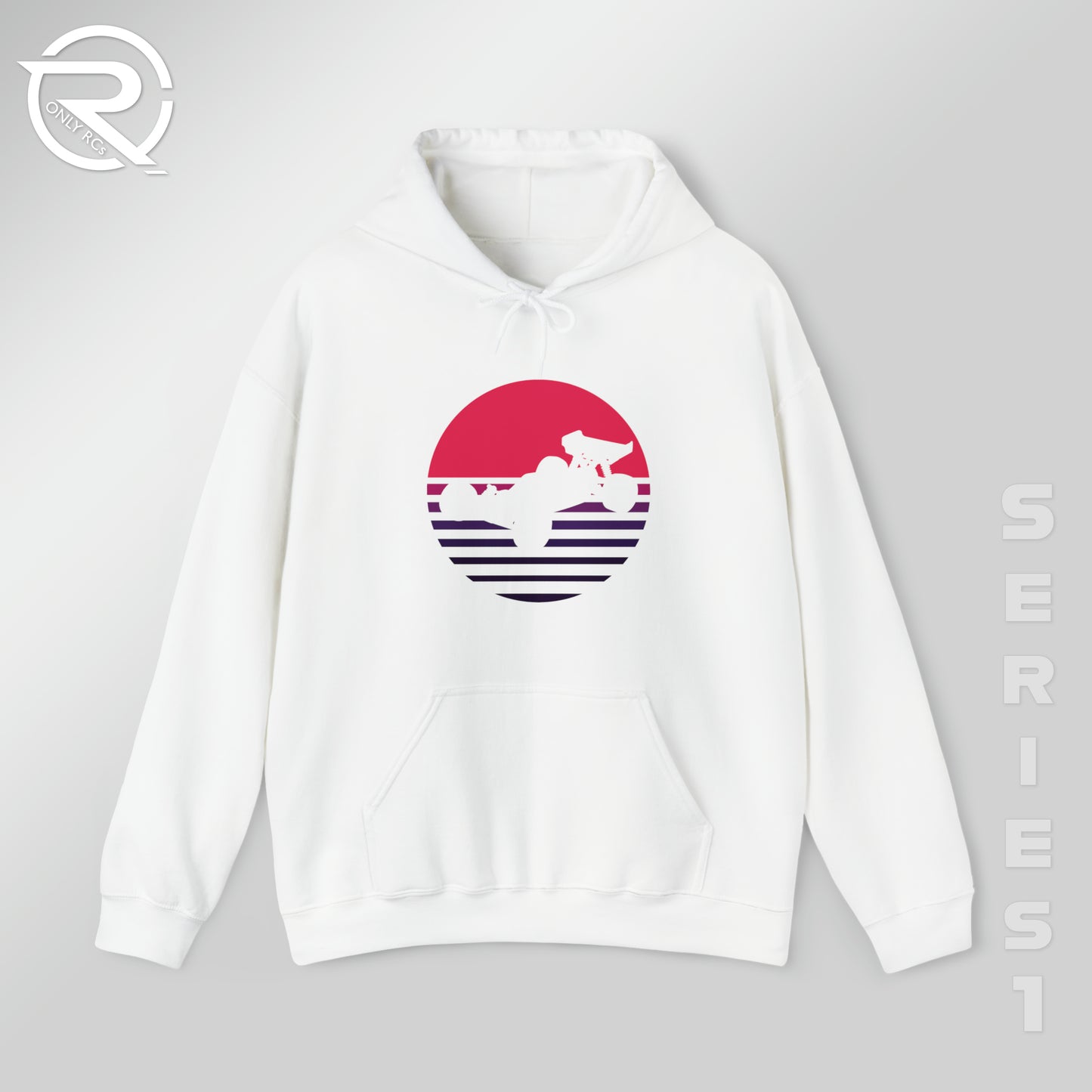 OnlyRCs - Sunset Fade Buggy Pink to Purple Silhouette Unisex Heavy Blend™ Hooded Sweatshirt - Series 1