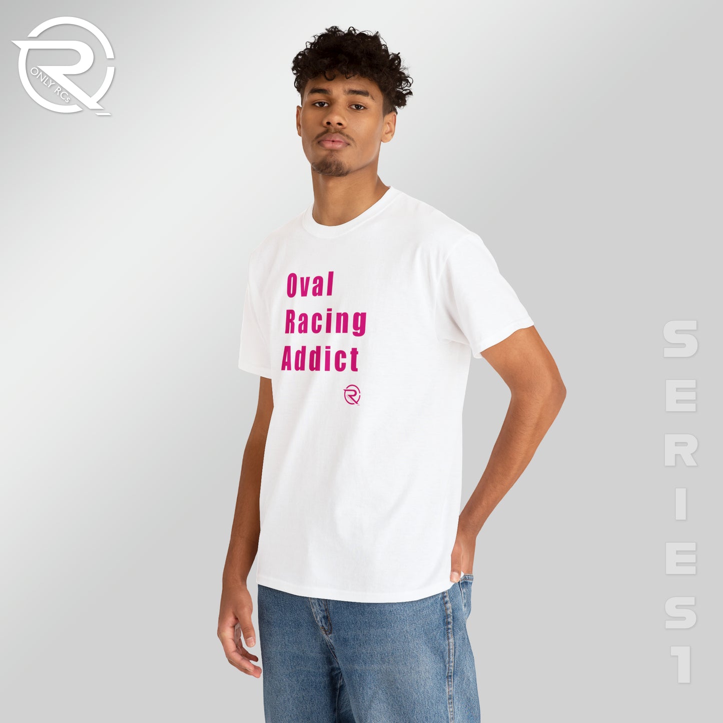 OnlyRCs - Oval Racing Addict Pink Heavy Cotton Tee - Series 1