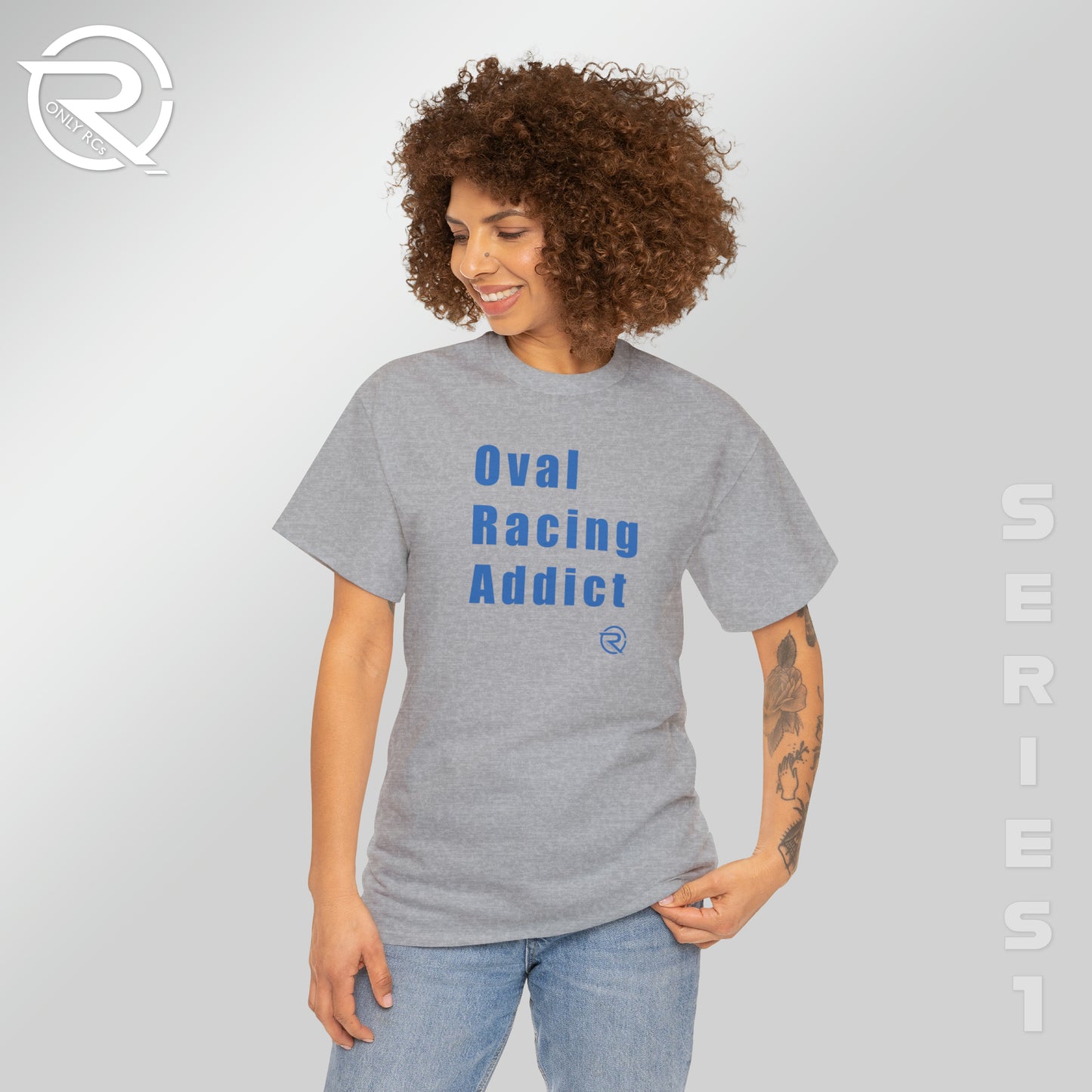 OnlyRCs - Oval Racing Addict Blue Heavy Cotton Tee - Series 1