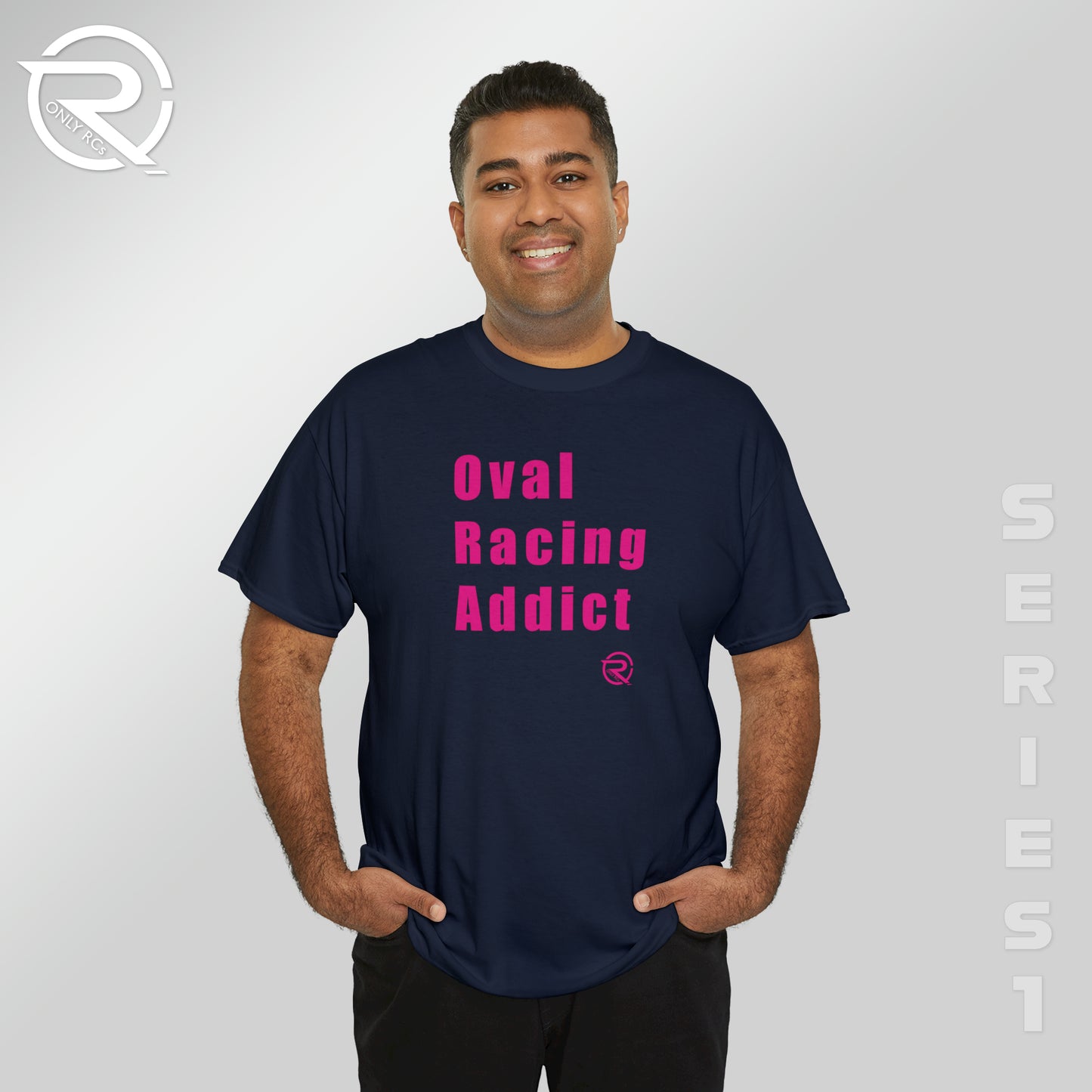 OnlyRCs - Oval Racing Addict Pink Heavy Cotton Tee - Series 1