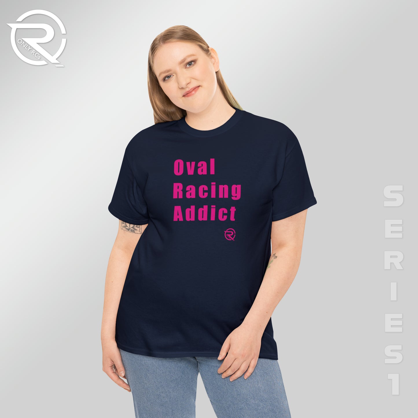 OnlyRCs - Oval Racing Addict Pink Heavy Cotton Tee - Series 1