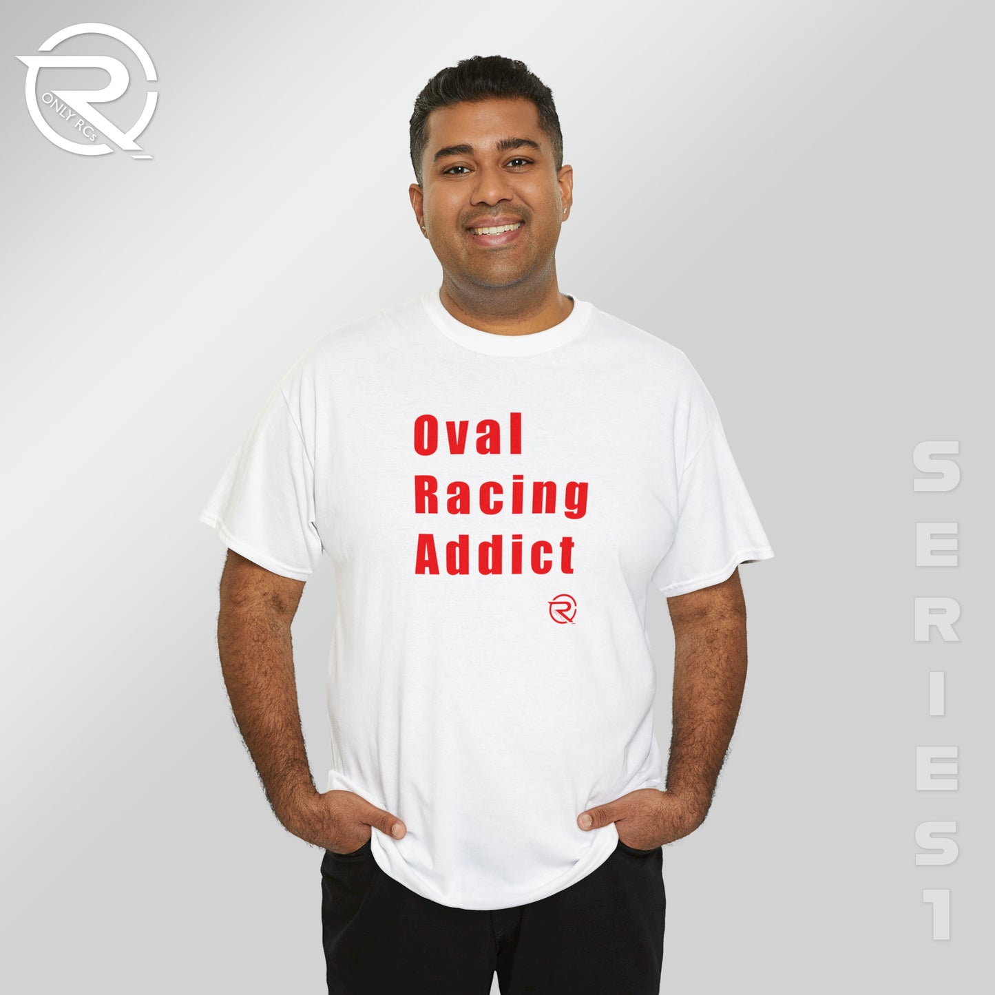 OnlyRCs - Oval Racing Addict Red Heavy Cotton Tee - Series 1