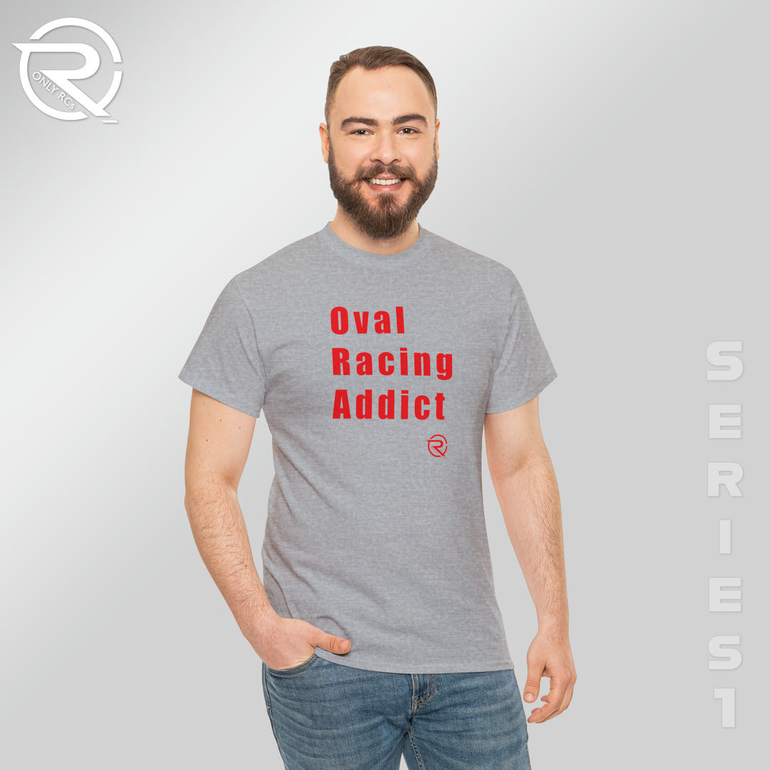 OnlyRCs - Oval Racing Addict Red Heavy Cotton Tee - Series 1