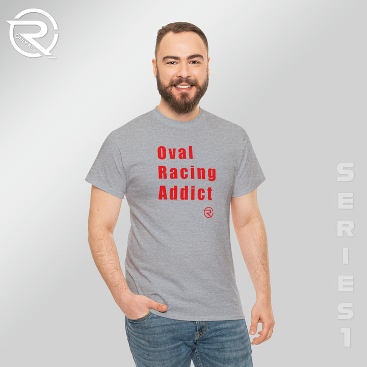 OnlyRCs - Oval Racing Addict Red Heavy Cotton Tee - Series 1
