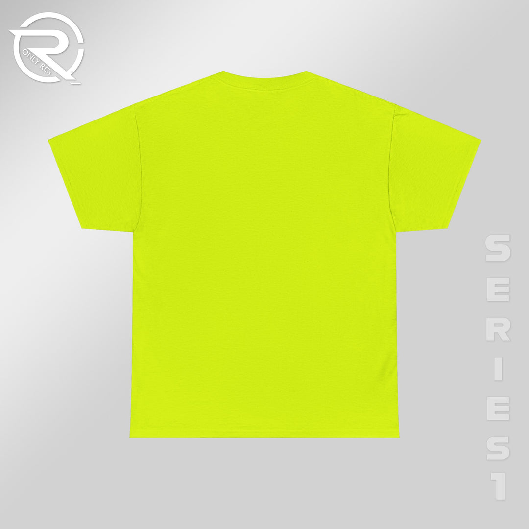 OnlyRCs - Buggy Black and Gray Fade on Safety Green Heavy Cotton Tee - Series 1