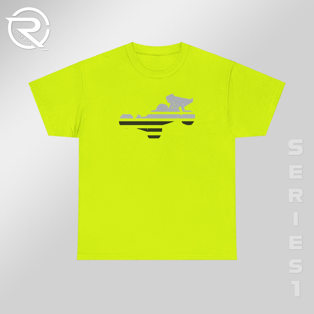 OnlyRCs - Buggy Black and Gray Fade on Safety Green Heavy Cotton Tee - Series 1